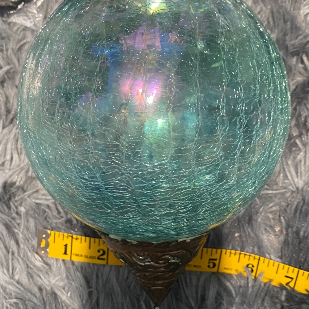 Hanging Lantern Irridescent Blue (green) crake Glass Moroccan Style - Picture 10 of 10